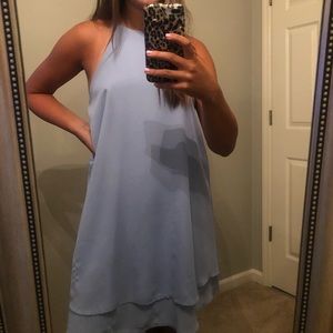 light blue halter top dress